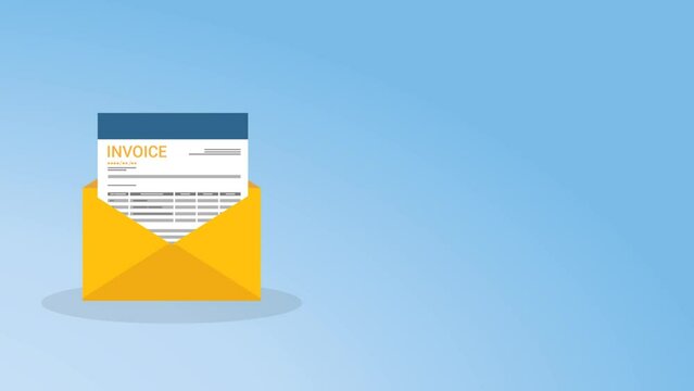 Invoice in an open envelope. Payment and invoicing document, business or financial operations.