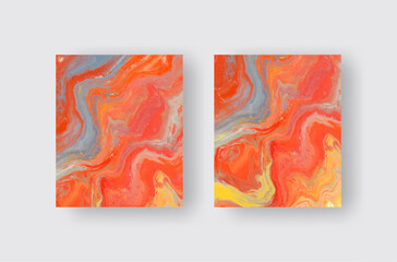 Vector orange banner set. Hand drawn abstract paint brush stroke.