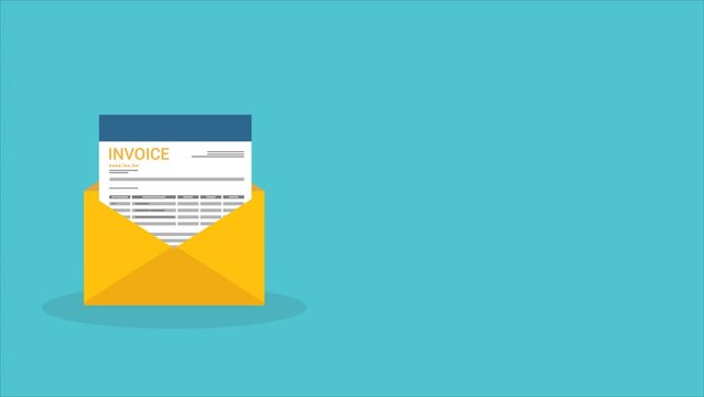 Invoice in an open envelope. Payment and invoicing document, business or financial operations.