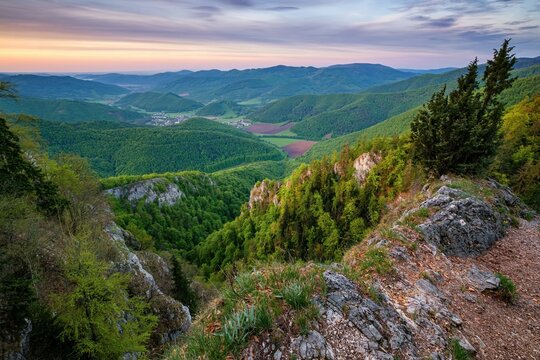 Muran plain, Slovak republic, central Europe. Travel destination. Seasonal natural scene. Walks in nature, healthy lifestyle.