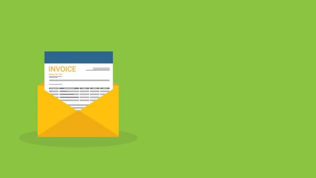 Invoice in an open envelope. Payment and invoicing document, business or financial operations.