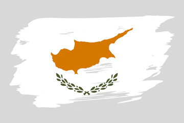 Flag of Cyprus painted with a brush stroke. Abstract concept. Cypriot national flag in grunge style. Vector illustration