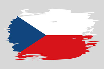 Flag of Czech Republic painted with a brush stroke. Abstract concept. Czech national flag in grunge style. Vector illustration