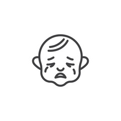 Crying baby face line icon