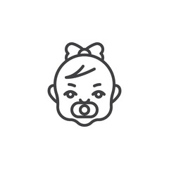 Baby sucking a pacifier line icon