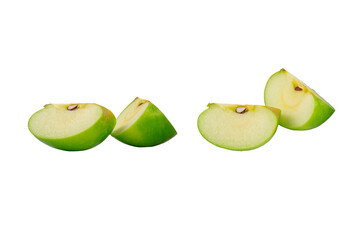 Fresh green apples isolated on transparent background