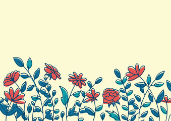 background flower field doodle style