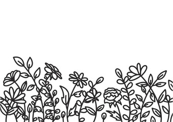 Fototapeta na wymiar background flower field doodle style