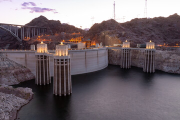Hoover dam at sunset