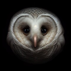 Young White Owl Face Generative AI