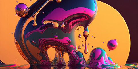 Abstract liquid vibrant colours, very colourful, ray tracing, unity URP shaders