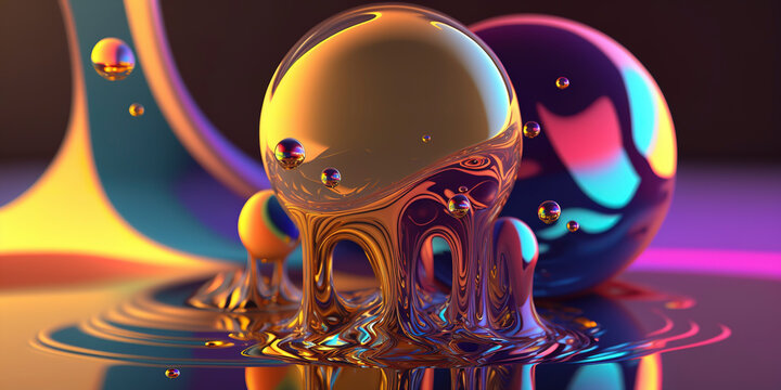 Abstract liquid vibrant colours, very colourful, ray tracing, unity URP shaders