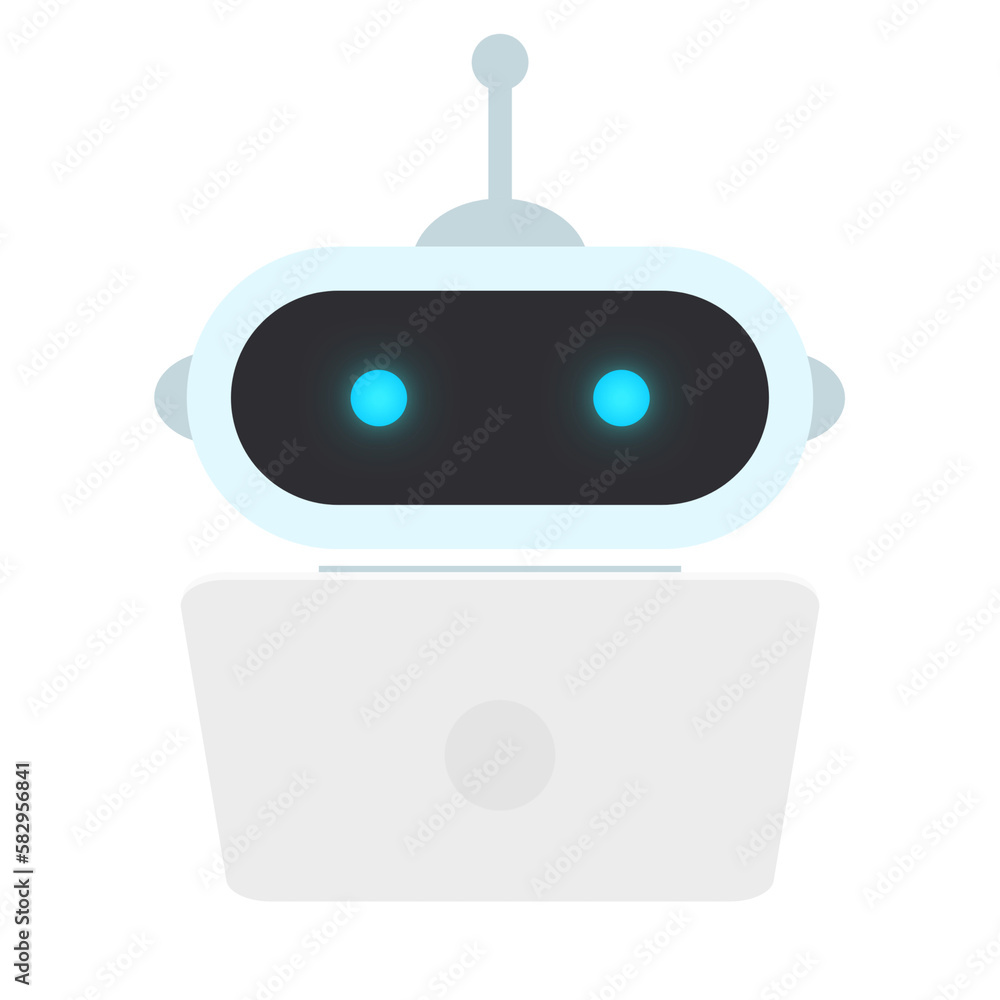 Poster ai chat bot icon transparent png asset. cute robot with microphone and headset. artificial intellige