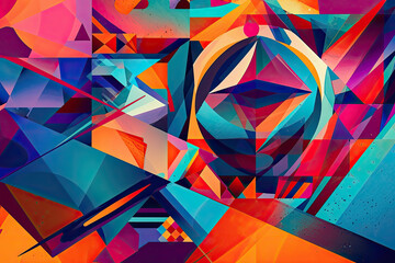 Abstract geometric shapes and patterns with vibrant colors blending into each other, generative AI