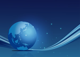 地球と抽象ウェーブ背景