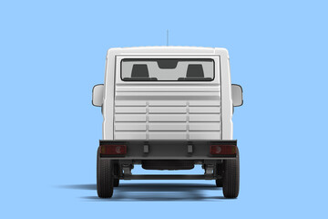 Naklejka premium white flatbed truck for car branding and advertising back view 3d render on blue background