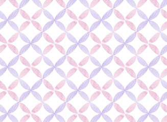 水彩絵の具の滲む和柄七宝のシームレスなパターンイラスト