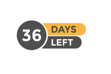 36 days Left countdown template. 36 day Countdown left banner label button eps 10
