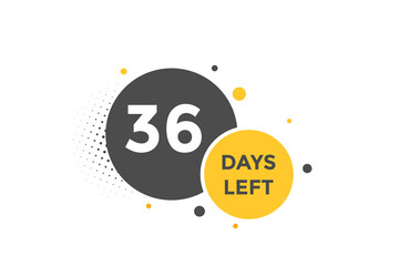 36 days Left countdown template. 36 day Countdown left banner label button eps 10
