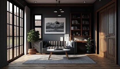 Modern living room with cozy sofa perfect place to read