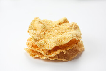 Emping, Indonesian traditional snack made from melinjo or belinjo seeds. Bitter and sweet taste
