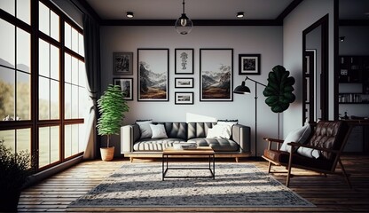 Modern living room with cozy sofa perfect place to read