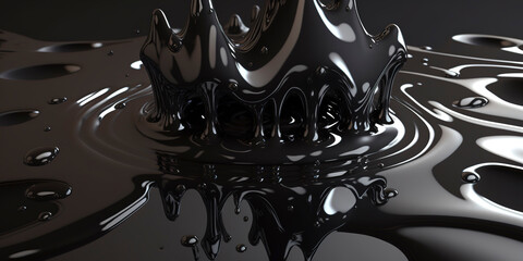 close-up, dripping rippling vantablack, puddle