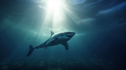 Fototapeta premium Shark, Jaws, Underwater, Generative AI, Illustration