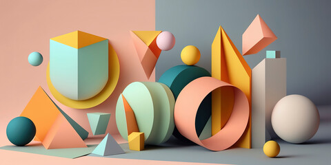colorful geometric shapes with pastel tones