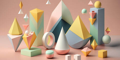 Playful Pastel-Colored Geometric Shapes for a Modern Aesthetic