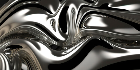 Obraz premium Luxurious Liquid Chromed Metal Surface with a Glam Metal Texture