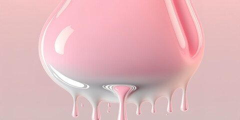 pink twisted splashing jet isolated on pink background, liquid splash, abstract shape, pastel color paint