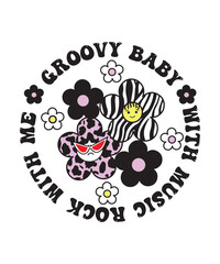 Retro groovy rock daisy flowers print with inspirational slogan for graphic tee t shirt or sticker poster - Vector