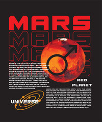 Mars Red Planet slogan text vector print with universe design for t shirt and poster © Ezgi