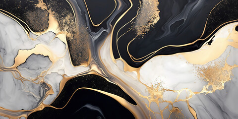luxury alcohol ink black and gold marble, minimal, glass texture