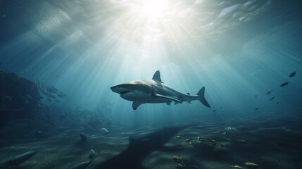 Fototapeta premium Shark, Jaws, Underwater, Generative AI, Illustration
