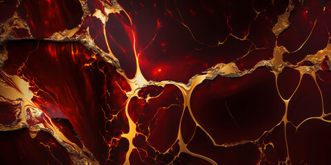 Vibrant red and gold marble texture wallpaper
