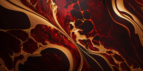 Vibrant red and gold marble texture wallpaper