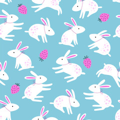 Vector seamless pattern with rabbit