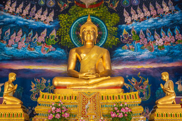 Gold Buddha statue at Wat Don Khanak, Nakhon Pathom, Thailand