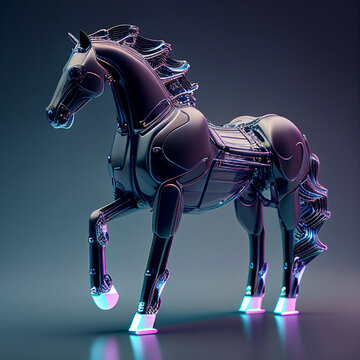 Creative illustration mechanical horse
