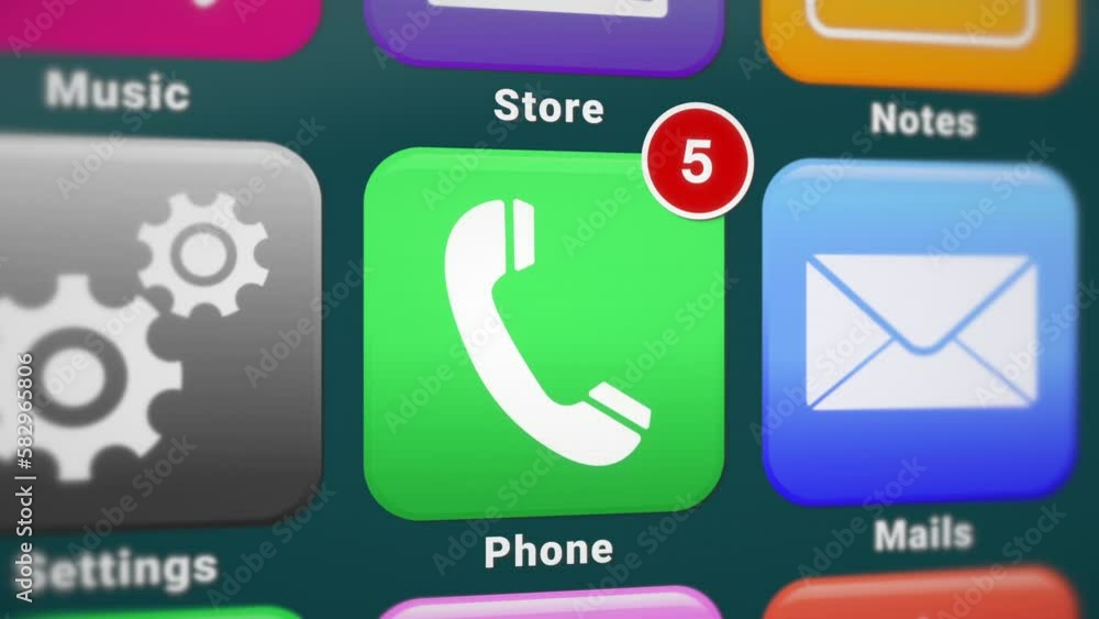 Poster video animation of a smartphone screen. in focus a phone app with notifications. moving background.