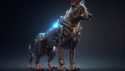 AI generates illustrations mechanical dog