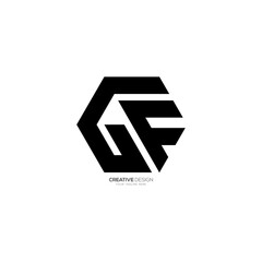 Letter G F with hexagon shape abstract creative logo