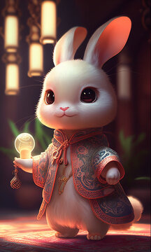 AI illustration generated little rabbit