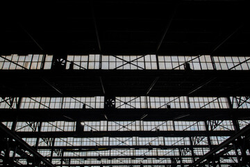 Factory windows opened sequentially. Factory background