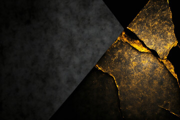 Dark black yellow golden stone concrete paper texture, abstract, textures, Generative AI