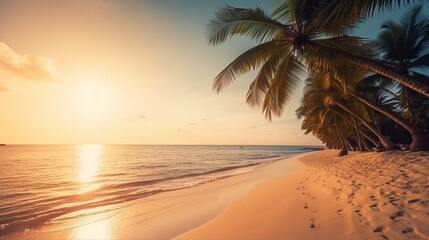 Fototapeta na wymiar Tropical Beach, Generative AI, Illustration