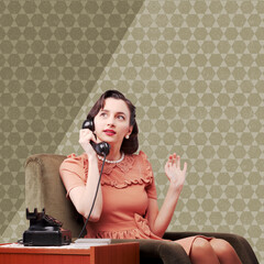 Vintage style woman talking on the phone