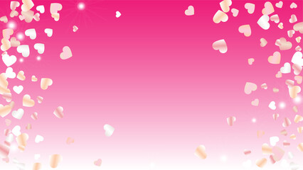 Fototapeta na wymiar Realistic Background with Confetti of Hearts Glitter Particles. St. Valentine Day. Celebration pattern. Light Spots. Explosion of Confetti. Glitter Vector Illustration. Design for Banner.